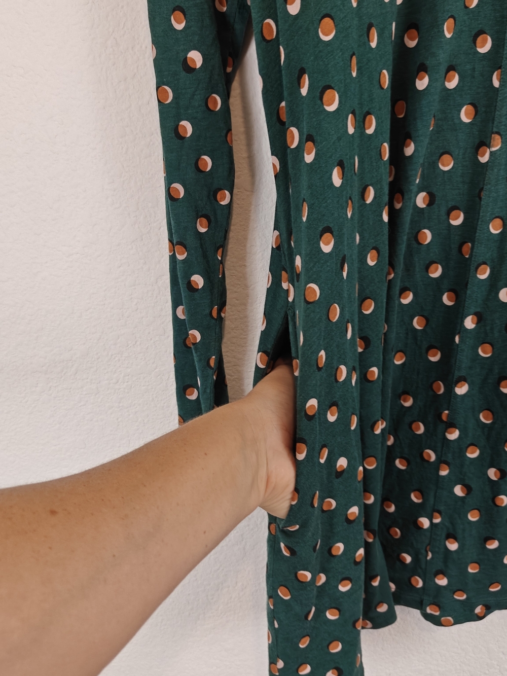 Boden Forest Green Polka Dot Swing Tunic Dress | Tencel Cotton Blend Pockets 12R - Picture 8 of 12